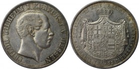 Altdeutsche Munzen und Medaillen, HESSEN. Friedrich Wilhelm (1847-1866). Vereinsdoppeltaler 1855, Silber. AKS 60. Vorzuglich