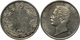 Altdeutsche Munzen und Medaillen, HESSEN-DARMSTADT. Ludwig III. (1848-1877). Gulden 1856. AKS 123. Jaeger 49b. Sehr schon-vorzuglich. Kratzer
