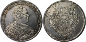 (146) Altdeutsche Munzen und Medaillen, HOHENLOHE - KIRCHBERG. Karl August (1737-1767). Taler 1738,Nurnberg. Stempel von P.P. Werner, Geharnischte Bus...