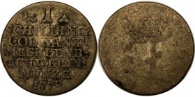 Altdeutsche Munzen und Medaillen, MECKLENBURG-SCHWERIN. 1 Schilling 1779, Silber. Sehr Schon