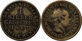 Altdeutsche Munzen und Medaillen, PREU?EN. 1 Silber Groschen 1867 A, Silber. Sehr Schon