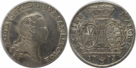 Altdeutsche Munzen und Medaillen, SACHSEN. Friedrich August III (1763-1806). 2/3 Taler 1773 EDC, Silber. KM #991. Sehr schon+ Beriben. Kratzer