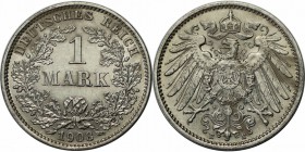 Deutsche Munzen und Medaillen ab 1871, REICHSKLEINMUNZEN. 1 Mark 1908 E. Jaeger 17. Vorzuglich