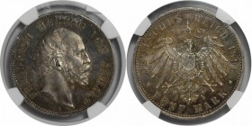 Deutsche Munzen und Medaillen ab 1871, REICHSSILBERMUNZEN, Anhalt. Friedrich I. 5 Mark 1896 A, Silber. Jaeger 21. NGC AU-58