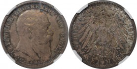 Deutsche Munzen und Medaillen ab 1871, REICHSSILBERMUNZEN, Baden, Friedrich I (1852-1907). 2 Mark 1907, Silber. Jaeger 36. NGC PF-62