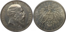 Deutsche Munzen und Medaillen ab 1871, REICHSSILBERMUNZEN, Baden. Friedrich I . 1856-1907. 5 Mark 1907. Silber. J. 37. Vorzuglich.Kratzer.