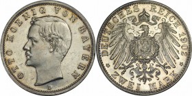 Deutsche Munzen und Medaillen ab 1871, REICHSSILBERMUNZEN, Bayern, Otto (1886-1913). 2 Mark 1902 D, Silber. Jaeger 45. Polierte Platte, kl. Kratzer un...