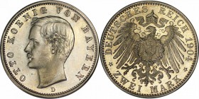 Deutsche Munzen und Medaillen ab 1871, REICHSSILBERMUNZEN, Bayern. Otto (1886-1913). 2 Mark 1904 D, Jaeger 45. Polierte Platte.