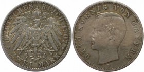 Deutsche Munzen und Medaillen ab 1871, REICHSSILBERMUNZEN, Bayern. 2 Mark 1907, Silber. Jaeger 45. Sehr Schon.kl.Kratzer.