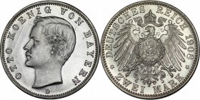 Deutsche Munzen und Medaillen ab 1871, REICHSSILBERMUNZEN, Bayern. Otto (1886-1913). 2 Mark 1908 D. Jaeger 45. Polierte Platte. Nur min. beruhrt.
