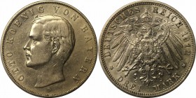 Deutsche Munzen und Medaillen ab 1871. Reichssilbermunze . Bayern. 3 Mark 1912 D. Otto(1886-1913). J.47. Silber. Vorzuglich.