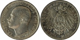 Deutsche Munzen und Medaillen ab 1871, REICHSSILBERMUNZEN, Hessen. 3 Mark 1910 A. Ernst Ludwig (1892-1918). J. 76. Stempelglanz. Patina. Flecken. Min....