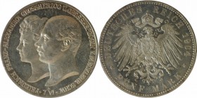 Deutsche Munzen und Medaillen ab 1871, REICHSSILBERMUNZEN, Mecklenburg-Schwerin. Friedrich Franz IV. zur Hochzeit mit Alexandra. 5 Mark 1904 A. J.87. ...