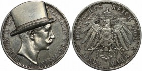 Deutsche Munzen und Medaillen ab 1871, REICHSSILBERMUNZEN, Preu?en. Wilhelm II. (1888-1918). 3 Mark 1909 A. Vorzuglich.