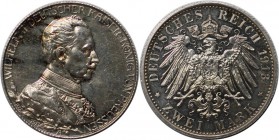 Deutsche Munzen und Medaillen ab 1871, REICHSSILBERMUNZEN, Preu?en. Wilhelm II. (1888-1918). 25 jahriges Regierungsjubilaum. 2 Mark 1913 A, Silber. Ja...