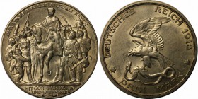 Deutsche Munzen und Medaillen ab 1871. Reichssilbermunze. Preu?en. Wilhelm II(1888-1918). 3 Mark 1913 A. J.110. Silber. Sehr Vorzuglich-Stempelglanz.