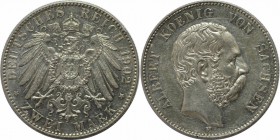Deutsche Munzen und Medaillen ab 1871, REICHSSILBERMUNZEN, Sachsen, Albert (1873-1902). 2 Mark 1902 E, Silber. Jaeger 124. Vorzuglich, Winz.Kratzer.
