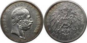 Deutsche Munzen und Medaillen ab 1871, REICHSSILBERMUNZEN, Sachsen, Georg (1902-1904). 5 Mark 1904 E, Silber. Sehr schon. Kratzer