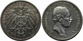 Deutsche Munzen und Medaillen ab 1871, REICHSSILBERMUNZEN, Sachsen, Friedrich August III (1902-1918). 2 Mark 1906, Silber. J.134. Vorzuglich