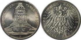 Deutsche Munzen und Medaillen ab 1871, REICHSSILBERMUNZEN, Sachsen. Friedrich August III. (1902-1918). 3 Mark 1913 E, J. 140. Silber. Stempelglanz. Pa...