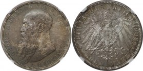 Deutsche Munzen und Medaillen ab 1871, REICHSSILBERMUNZEN, Sachsen-Meiningen. Georg II. (1866-1914). 3 Mark 1908 D, Silber. KM 203 . Jaeger 152. NGC M...