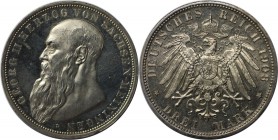 Deutsche Munzen und Medaillen ab 1871, REICHSSILBERMUNZEN, Sachsen-Meiningen. Georg II. (1866-1914). 3 Mark 1908 D. Jaeger 152. Polierte Platte.