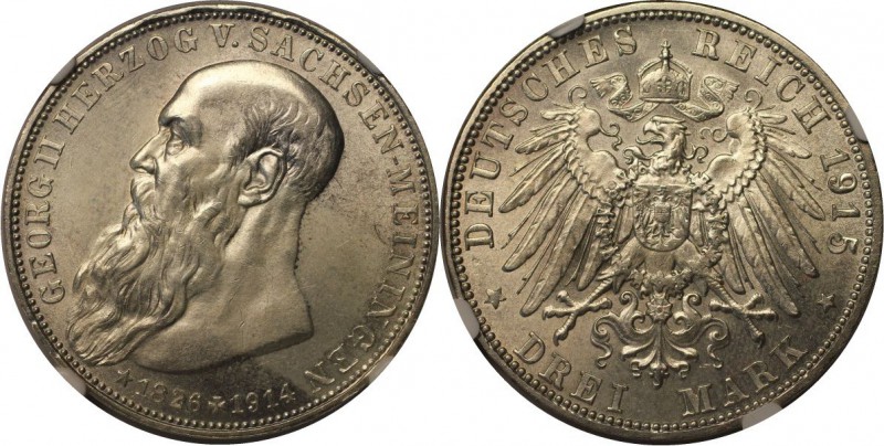Deutsche Munzen und Medaillen ab 1871, REICHSSILBERMUNZEN, Sachsen-Meiningen. Ge...