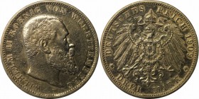 Deutsche Munzen und Medaillen ab 1871, REICHSSILBERMUNZEN, Wurttemberg, 3 Mark 1909 A, Silber. Jaeger 175. Vorzuglich
