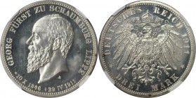 Deutsche Munzen und Medaillen ab 1871, REICHSSILBERMUNZEN, Schaumburg-Lippe, Georg (1893-1911). 3 Mark 1911 A (Berlin), Silber. KM 55 . NGC PR-64