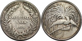 Deutsche Munzen und Medaillen ab 1871, DEUTSCHE KOLONIEN. Neu-Guinea Compagnie.1/2 Mark 1894 A, Silber. Jaeger 704. Sehr Schon