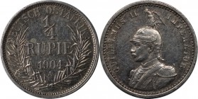 Deutsche Munzen und Medaillen ab 1871, DEUTSCHE KOLONIEN. Deutsch Ostafrika. 1/4 Rupie 1904 A, Silber. Jaeger 720. Vorzuglich