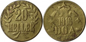 Deutsche Munzen und Medaillen ab 1871, DEUTSCHE KOLONIEN. DEUTSCH OSTAFRIKA DOA (Tabora). 20 Heller 1916 T. Jaeger 727. Sehr schon