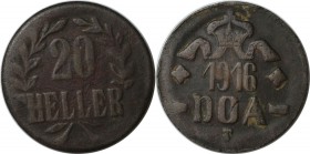 Deutsche Munzen und Medaillen ab 1871, DEUTSCHE KOLONIEN. DEUTSCH OSTAFRIKA DOA (Tabora). 20 Heller 1916 T. Jaeger 727. Sehr schon