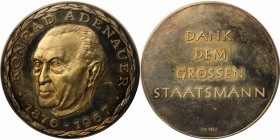 Deutsche Munzen und Medaillen ab 1945, BUNDESREPUBLIK DEUTSCHLAND. Konrad Adenauer. Medaille 1967, 1.6OZ. Silber. Polierte Platte