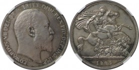 Europaische Munzen und Medaillen, Gro?britannien / Vereinigtes Konigreich / UK / United Kingdom. Edward VII (1901-1910). Crown 1902, Silber. KM 803. N...