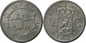 Europaische Munzen und Medaillen, Niederlande / Netherlands Indies. Wilhelmina I. (1890-1948). 1/4 Gulden 1942, Silber. 0.07OZ. KM 319 . Stempelglanz....