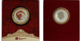 Weltmunzen und Medaillen , Australien / Australia. Elisabeth II. seit 1952. 1 Dollar 2012, Silber in Farbe(1 Unze).2012 Jahr des Drachen (mit vergolde...