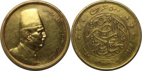 Weltmunzen und Medaillen , Agypten / Egypt . Fuad (1917-1936). 500 Piaster 1922 (= 1340 AH), 37,19 g. Gold. Fb. 26. Nur 1.800 Exemplare gepragt. Vorzu...