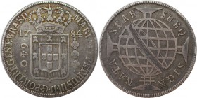 Weltmunzen und Medaillen , Brasilien / Brazil. Maria I et Petrus III. 640 Reis 1784, Silber. 0.52OZ. KM 207.2. Sehr schon