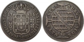 Weltmunzen und Medaillen , Brasilien / Brazil. Maria I et Petrus III. 320 Reis 1785, Silber. 0.26OZ. KM 206. Vorzuglich, Kl.Kratzer