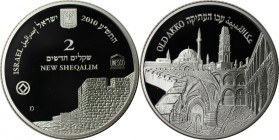Weltmunzen und Medaillen , Israel. Stadtansicht von Akko. 2 New Sheqalim 2010, 0.86 OZ. Silber. KM 469. PCGS PR70DCAM