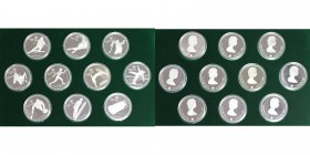 Weltmunzen und Medaillen , Kanada / Canada, Lots und Sammlungen. Elisabeth II. Proof-Set (10 x 20 Dollars) 1985-1987. Komplette Serie der Silbermunen ...