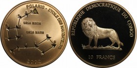 Weltmunzen und Medaillen , Kongo / Congo. 10 Francs 2002. Polierle Platte