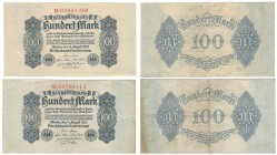 Banknoten, Deutschland / Germany. Geldscheine der Inflation (1919-1924). 2 x 100 Mark Reichsbanknote 4.8.1922. Pick: 75, Ro: 72. 3 Stuck. I Siehe scan...