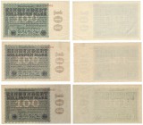 Banknoten, Deutschland / Germany. Geldscheine der Inflation (1919-1924). 3 x 100 Mio Mark Reichsbanknote 22.8.1923. Pick: 107, Ro: 106c,h,f, 3 Stuck. ...