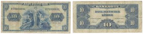 Banknoten, Deutschland / Germany. BRD: Bank Deutscher Lander (1948-1949). 10 Deutsche Mark 22.08.1949 Pick: 16a, Ro: 258, III Siehe scan!