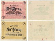 Banknoten, Deutschland / Germany, Lots und Sammlungen. Notgeld, Westfalen. Rheinische Dampfkessel und Maschinenfabrik Buttner GmbH Uerdingen. 10 Pfenn...