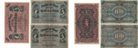 Banknoten, Deutschland / Germany, Lots und Sammlungen. Sachsische Bank zu Dresden. 2 x 100 Mark 2.11.1911 Pick: S952b, Ro: Sax8a, III-IV. 5000 Mark 2....