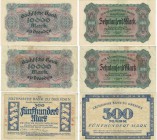 Banknoten, Deutschland / Germany, Lots und Sammlungen. Sachsische Bank zu Dresden. 500 Mark 12.9.1922 Pick: S955, Ro: Sax11, 2 x 10000 Mark 1.3.1923 P...