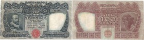 Banknoten, Italien / Italy. Banco di Napoli. 100 Lire 10.11.1908. Pick S857. F-VF